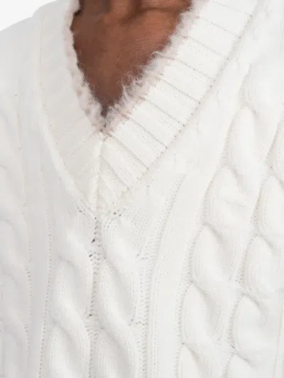 Lacoste Wool Cable-knit Sweater In White