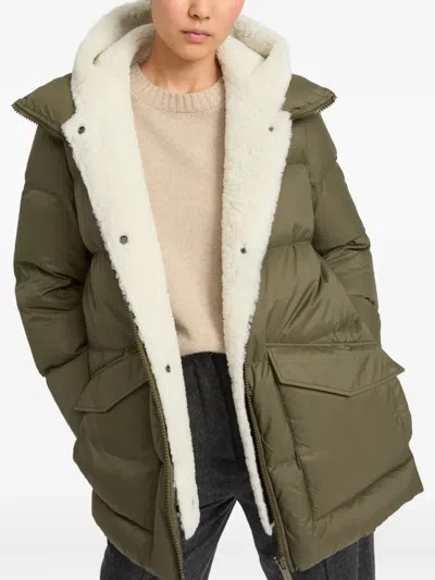 Yves Salomon Shearling Down Jacket In Green