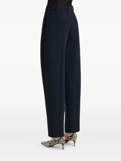 Khaite Dugan Pleated Double Face Crepe Pants In Blue