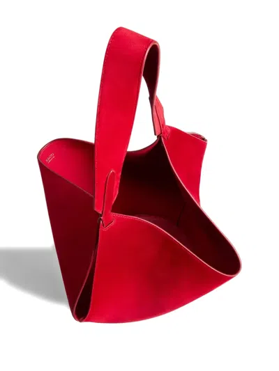 Khaite Open-top Leather Tote Bag In Red