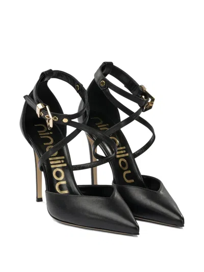 Ninalilou Buckled-strap Pointed-toe Pumps In Black