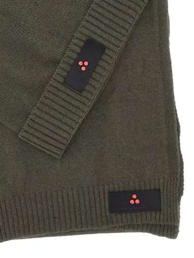Peuterey Logo-patch Beanie Scarf Set In Green