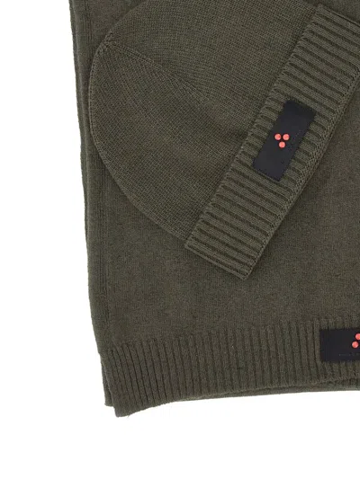 Peuterey Logo-patch Beanie Scarf Set In Green
