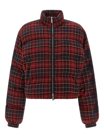 Off-white 'check Flan Arrow Spray' Down Jacket In Red