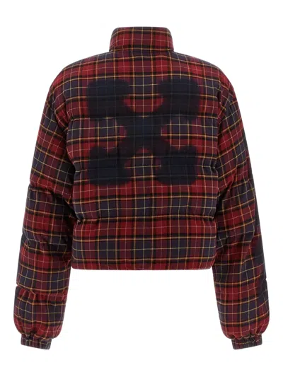 Off-white 'check Flan Arrow Spray' Down Jacket In Red