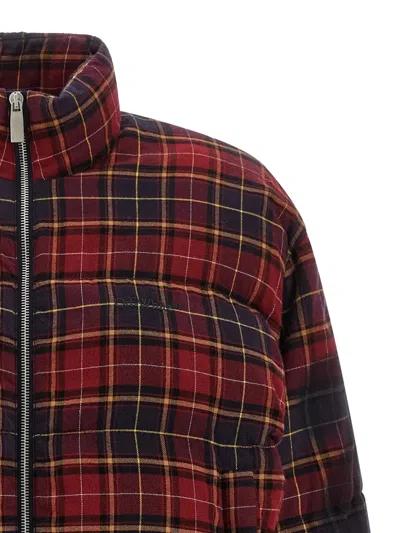 Off-white 'check Flan Arrow Spray' Down Jacket In Red