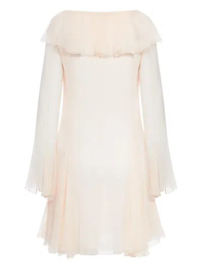 Chloé Flared Mini Dress With Ruffles In Pink