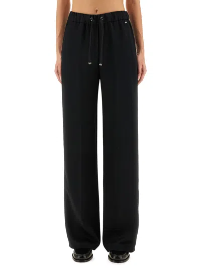 Herno Wide Leg High Waist Satin Trousers For Women In Black