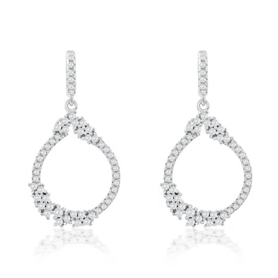 Suzy Levian White Cubic Zirconia Sterling Silver Open Pear Shape Drop Earrings In Metallic