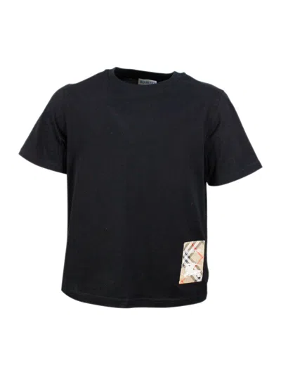 Burberry Black Cotton T-shirt In Black