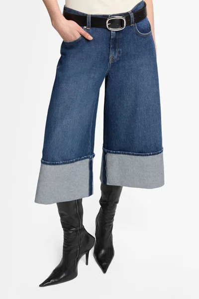 7 For All Mankind Culotte Radar With Wide Cuff In Blue