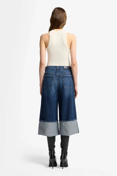 7 For All Mankind Culotte Radar With Wide Cuff In Blue