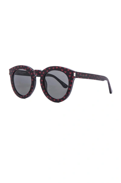 Shop Saint Laurent Sl 102 Sunglasses In Black. In Black & Red Hearts