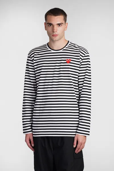 Comme Des Garçons Play Omme Des Garcons Play Single Heart Stripe T Shirt In Multi