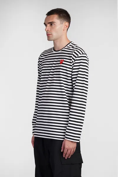 Comme Des Garçons Play Omme Des Garcons Play Single Heart Stripe T Shirt In Multi