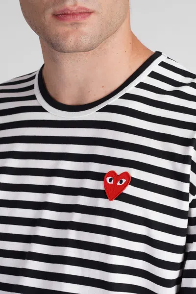 Comme Des Garçons Play Omme Des Garcons Play Single Heart Stripe T Shirt In Multi
