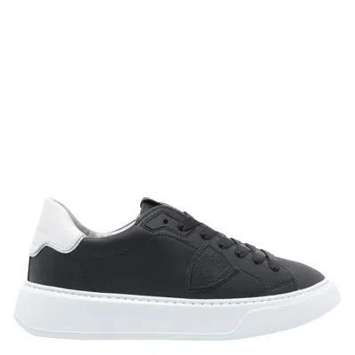 Philippe Model Black Leather Sneakers In Black