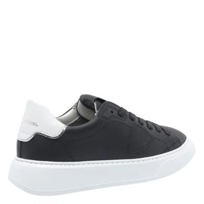 Philippe Model Black Leather Sneakers In Black