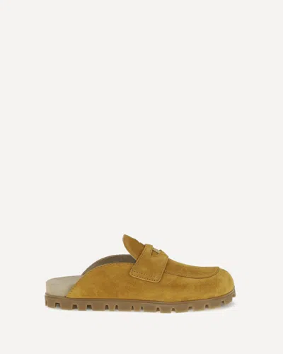 Miu Miu Brown Calf Leather Bos Taurus Mules In Brown