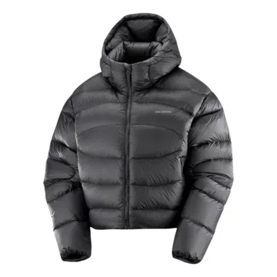 Salomon (wmns)  Outline Novelty Cropped Down Hooded Jacket 'deep Black' In Gray