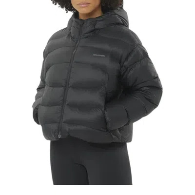 Salomon (wmns)  Outline Novelty Cropped Down Hooded Jacket 'deep Black' In Gray