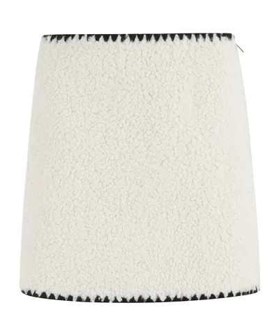 Ermanno Firenze Textured Mini Skirt In Teddy Fabric In White