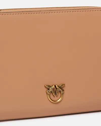 Pinko Horizontal Flat Bag In Leather In Brown