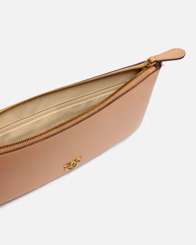Pinko Horizontal Flat Bag In Leather In Brown