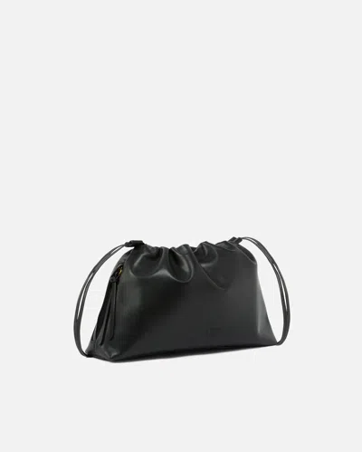 Pinko Maxi Clutch With Soft Calfskin Shoulder Strap In Black