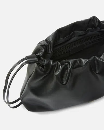 Pinko Maxi Clutch With Soft Calfskin Shoulder Strap In Black