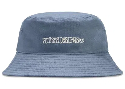 Pre-owned Stussy Men's  Canvas Wide Brim Bucket Hat In Light Blue