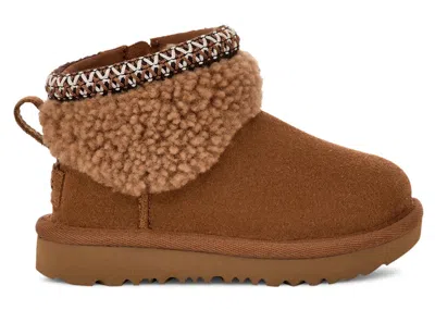 Pre-owned Ugg Classic Ultra Mini Maxi Curly Boot (toddler) Sneakers In Chestnut In Brown