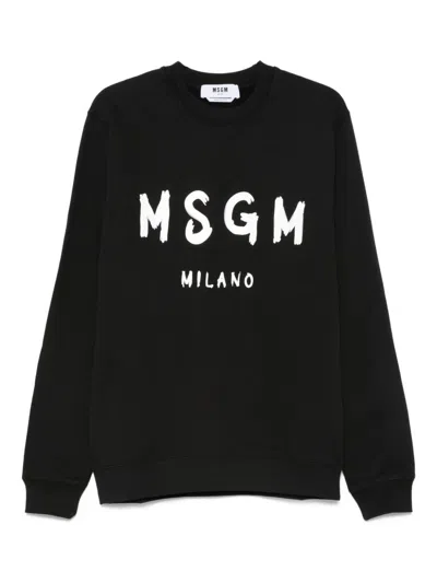 Msgm Sweatshirt With Logo In Black