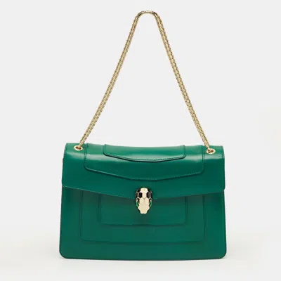 Pre-owned Bvlgari Green Leather Medium Serpenti Forever Shoulder Bag