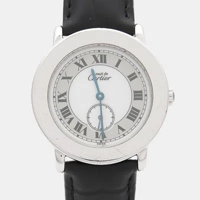Pre-owned Cartier Ronde Must W1006718 Quartz Silver Womens Wristwatch 32.5 Mm