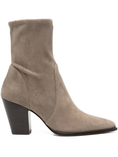 Stuart Weitzman 80mm Pointed-toe Sock Boots In Gray