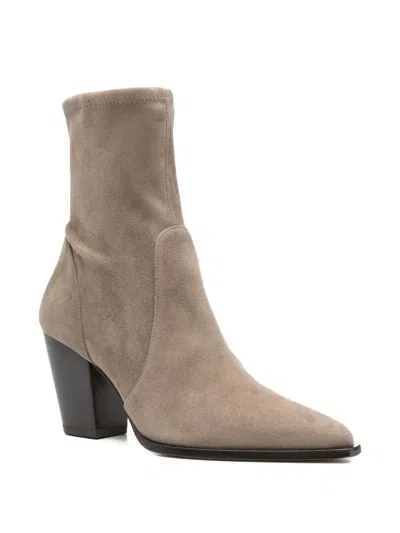 Stuart Weitzman 80mm Pointed-toe Sock Boots In Gray