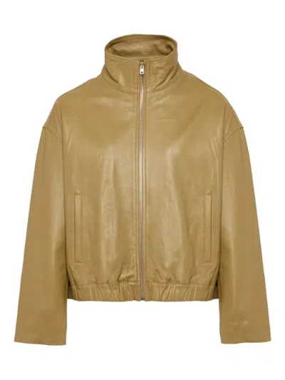 Yves Salomon Leather Jacket In Gold