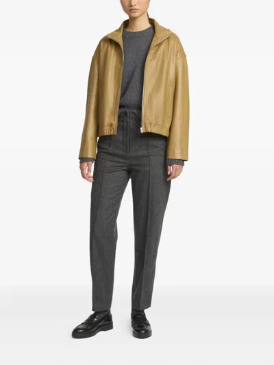 Yves Salomon Leather Jacket In Gold