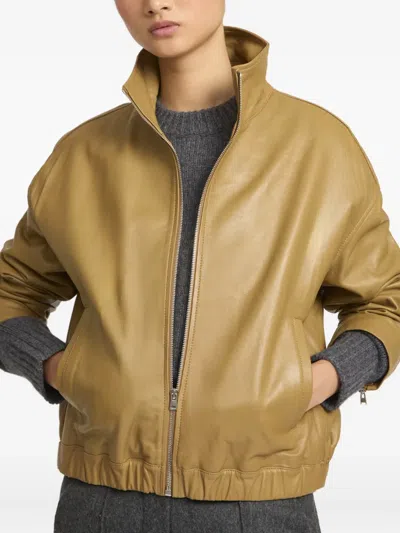 Yves Salomon Leather Jacket In Gold