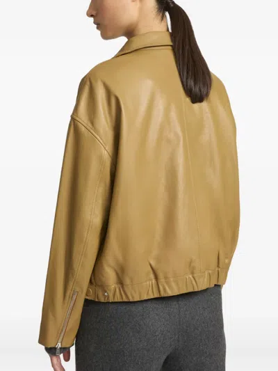 Yves Salomon Leather Jacket In Gold