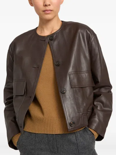 Yves Salomon Leather Jacket In Gray