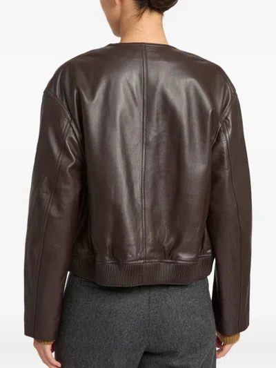 Yves Salomon Leather Jacket In Gray