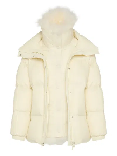 Yves Salomon Army Collection Mid Length Down Jacket In Neutral