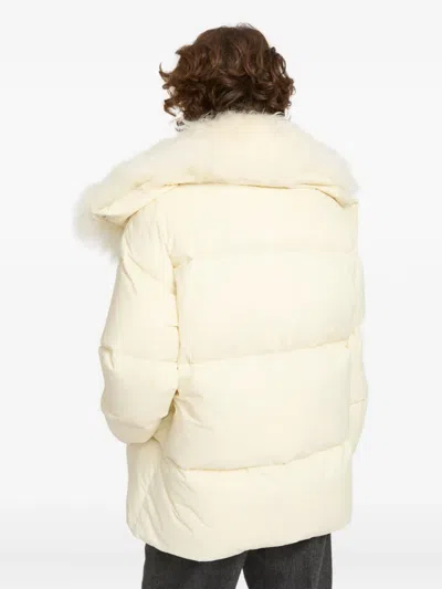 Yves Salomon Army Collection Mid Length Down Jacket In Neutral