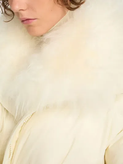 Yves Salomon Army Collection Mid Length Down Jacket In Neutral