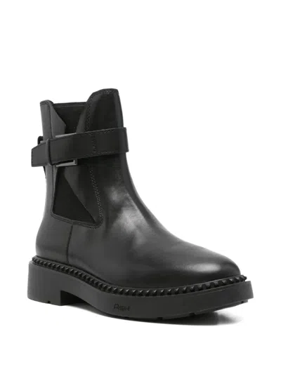 Ash Leather Chelsea Ankle Boots With Block Heel In Black