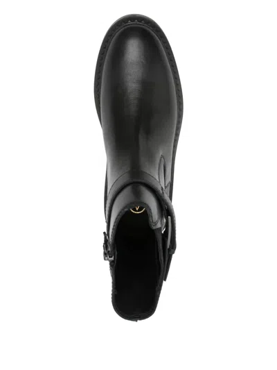 Ash Leather Chelsea Ankle Boots With Block Heel In Black