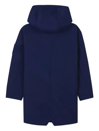 Timberland Hooded Logo-patch Raincoat In Blue