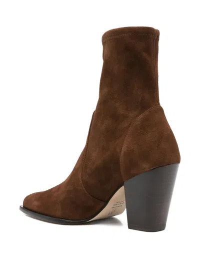 Stuart Weitzman Yuliana Pointed-toe Sock Boots In Brown